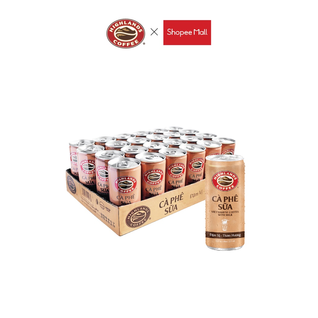 Thùng 24 Lon Cà Phê Sữa Đá Highlands Coffee 235ml/lon