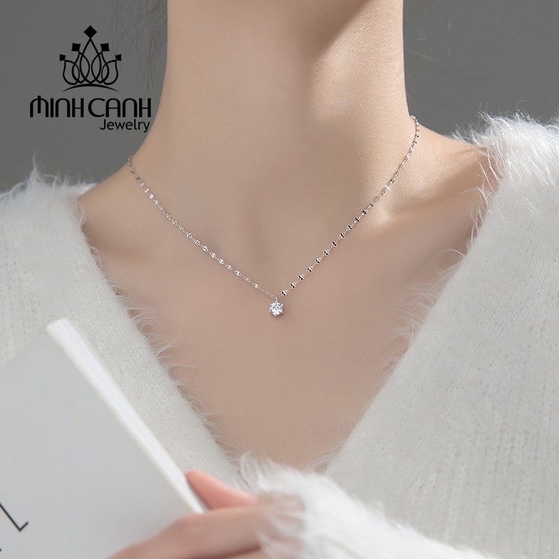 Dây Chuyền Bạc Ta 6 Chấu Đính Đá - Minh Canh Jewelry