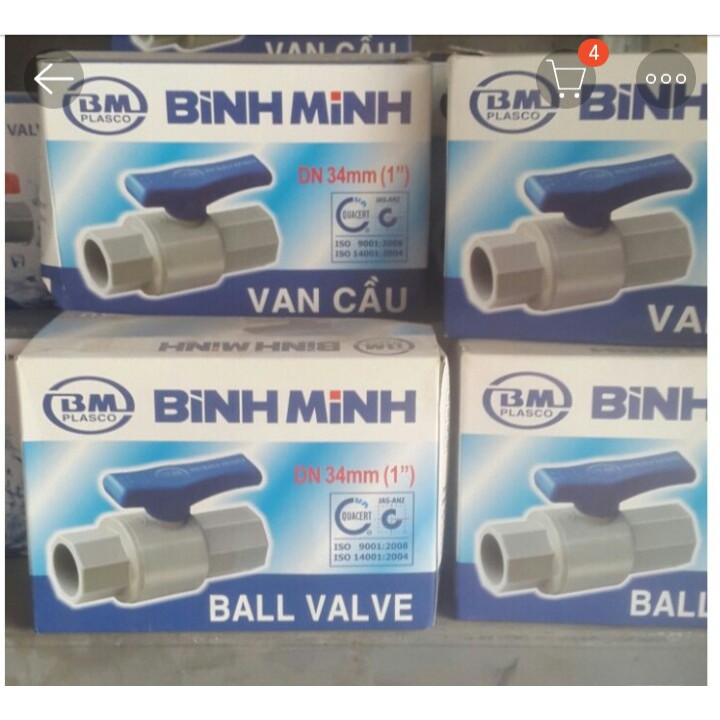 VAN KHÓA NƯỚC BÌNH MINH PVC 21, 27, 34TẶNG KÈM