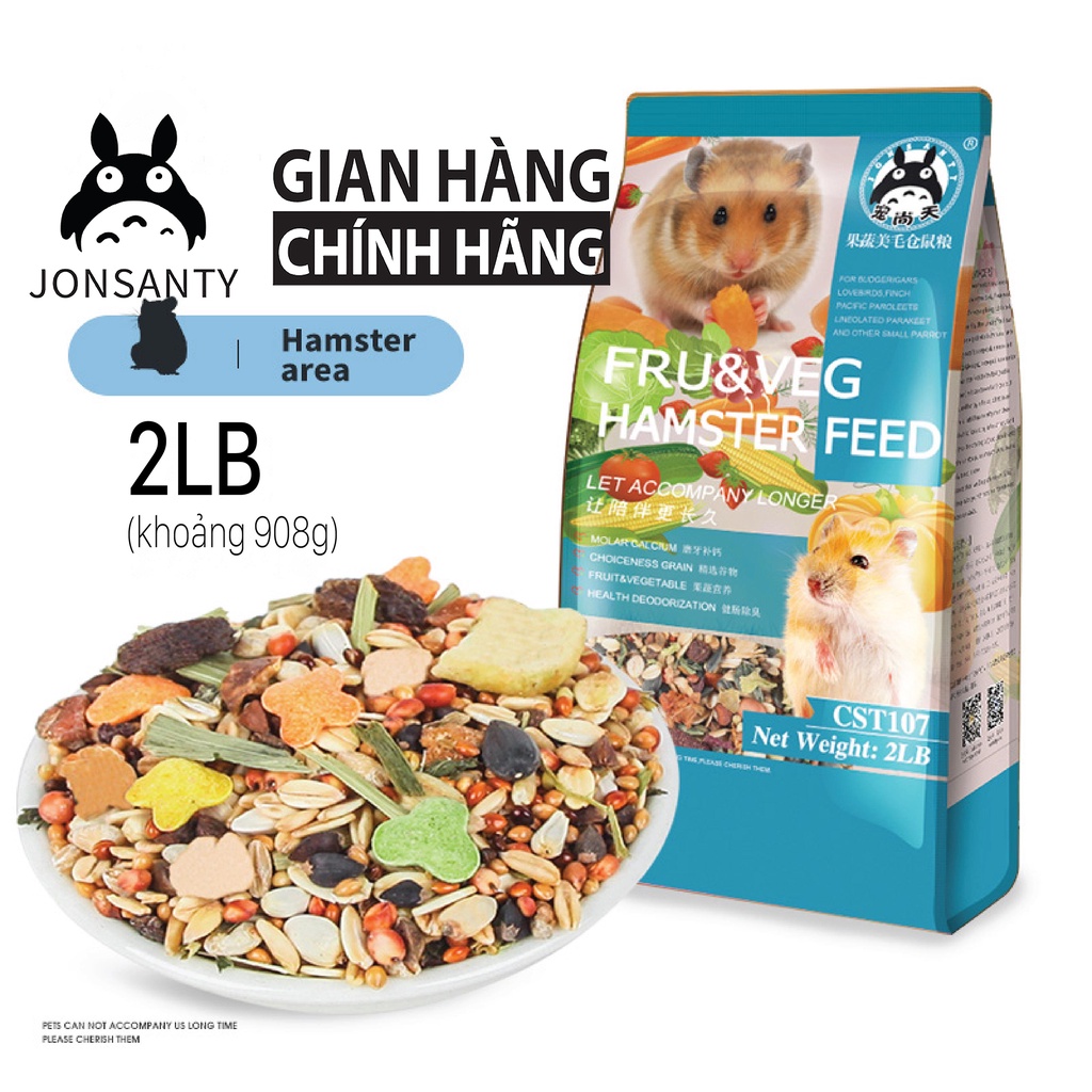 Thức ăn ngũ cốc cho chuột hamster winter white Campell robo bear các loại hạt, rau củ, trái cây hãng JONSANTY 908gCST107