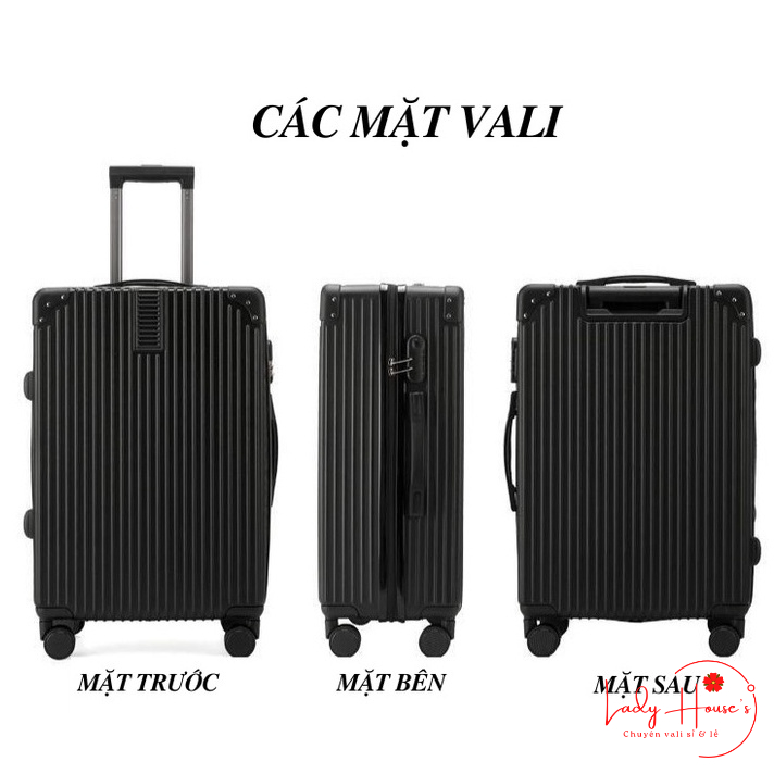 Vali Du Lịch Tay Kéo Chất Liệu Nhựa PC+ABS NhámThiết Kế Bo Góc Sang Trọng Hàng Sẵn Đủ Size 20/22/24/26 inch