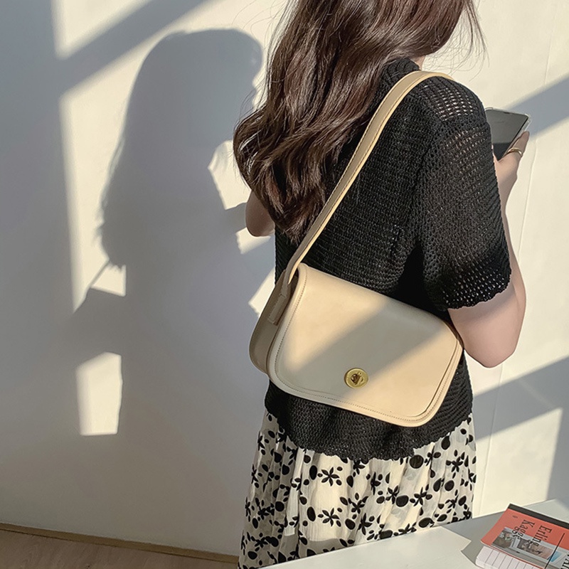 Túi Xách Đeo Vai Màu Sắc Đơn Giản Phong Cách retro Dành Cho Nữ