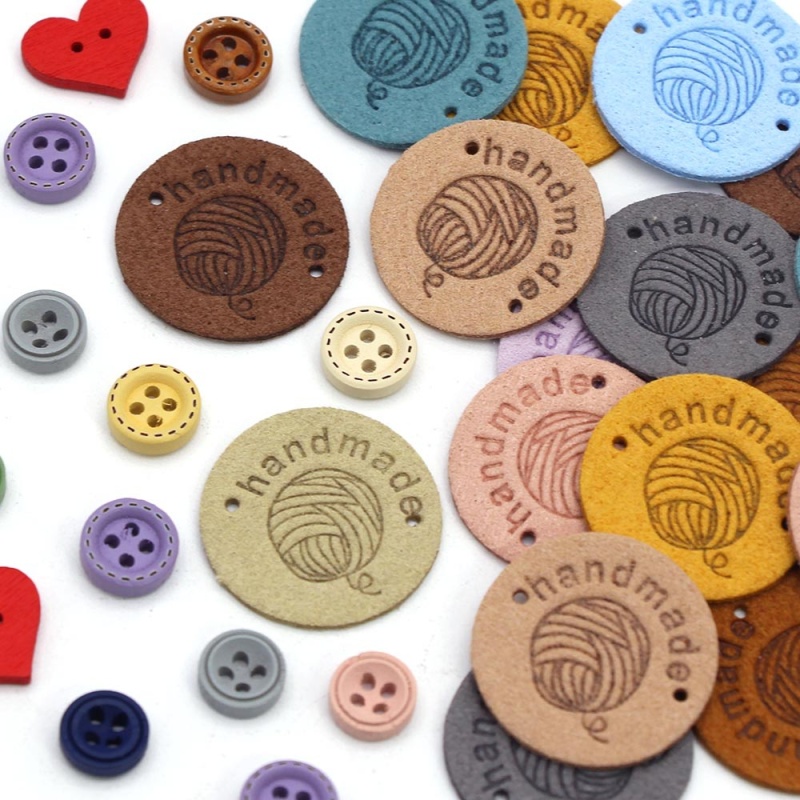 Set 50 Nhãn Da Hình Tròn Dùng Để Trang Trí Quần Áo / Mũ Dệt Kim Cho Bé