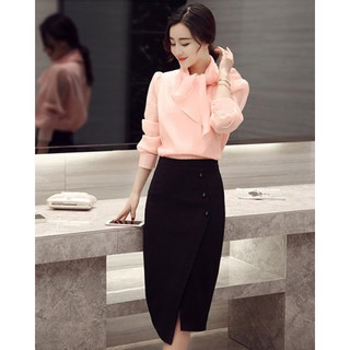Chân Váy Tà Lệch Phối Nút