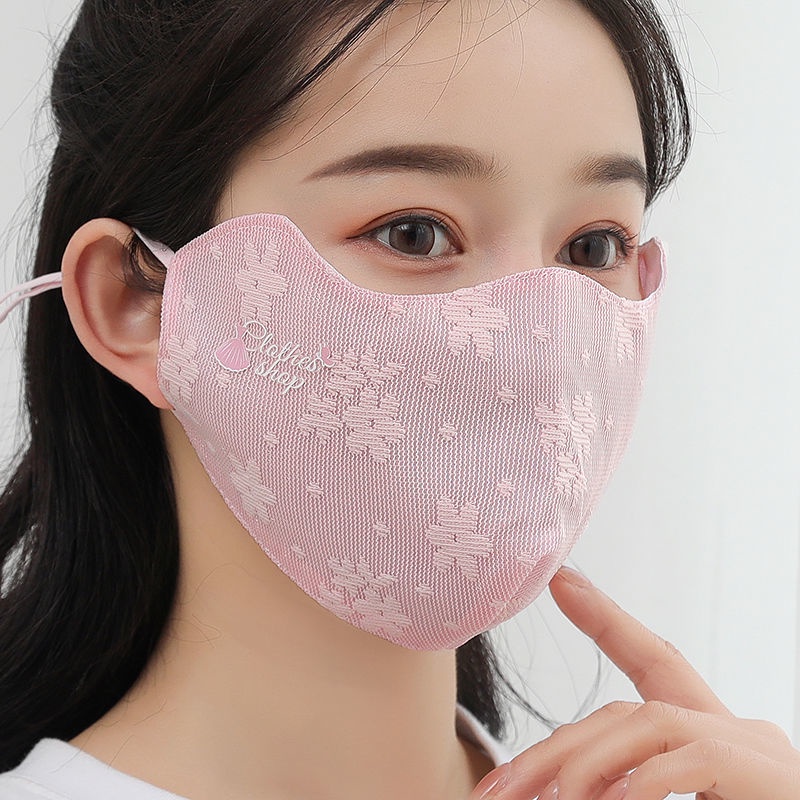 Spring and Summer lace mask women's thin sun-proof breathable goddess sexy washable veil face towel face cover large cloth mask