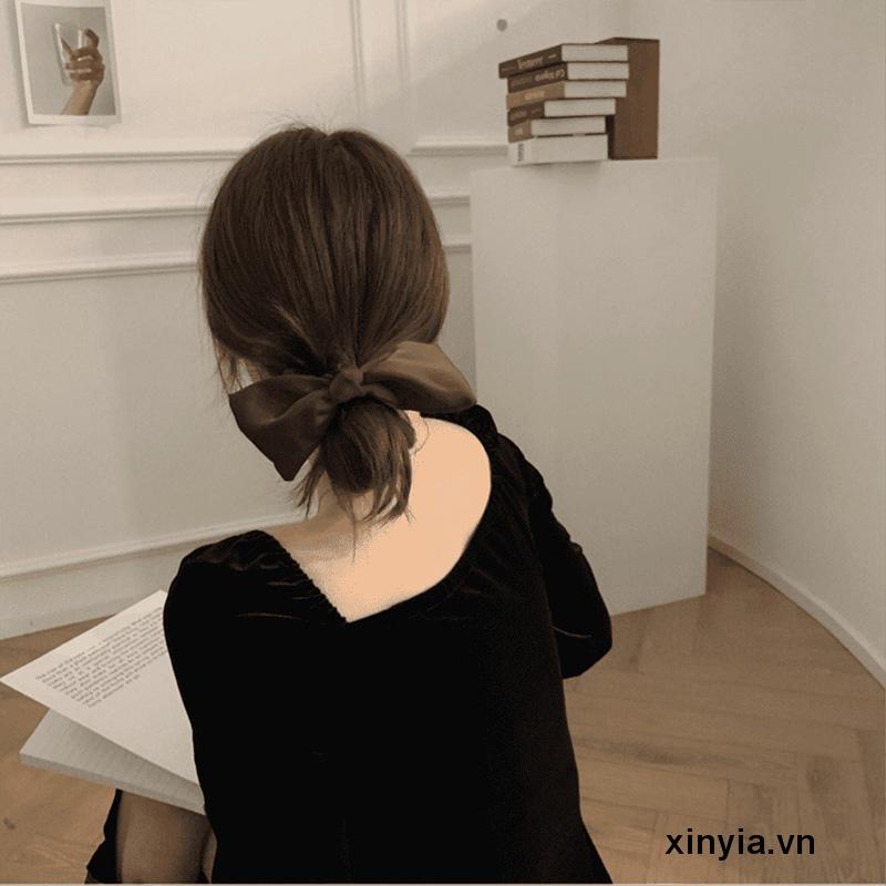 Dây Cột Tóc Satin Co Giãn Thắt Nơ Xinh Xắn Thời Trang Mùa Hè Cho Nữ