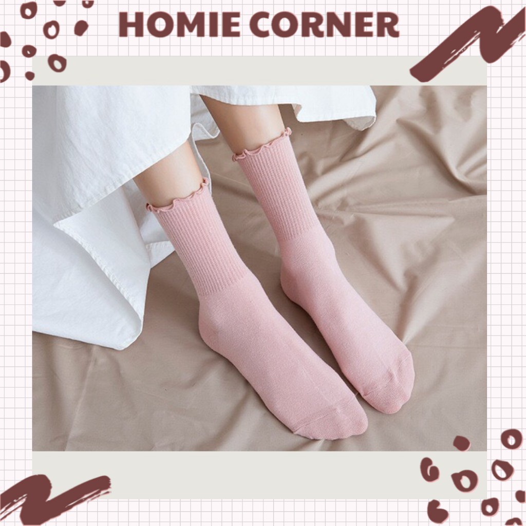Tất nhún bèo trơn cao cổ phong cách tiểu thư công chúa HC16
