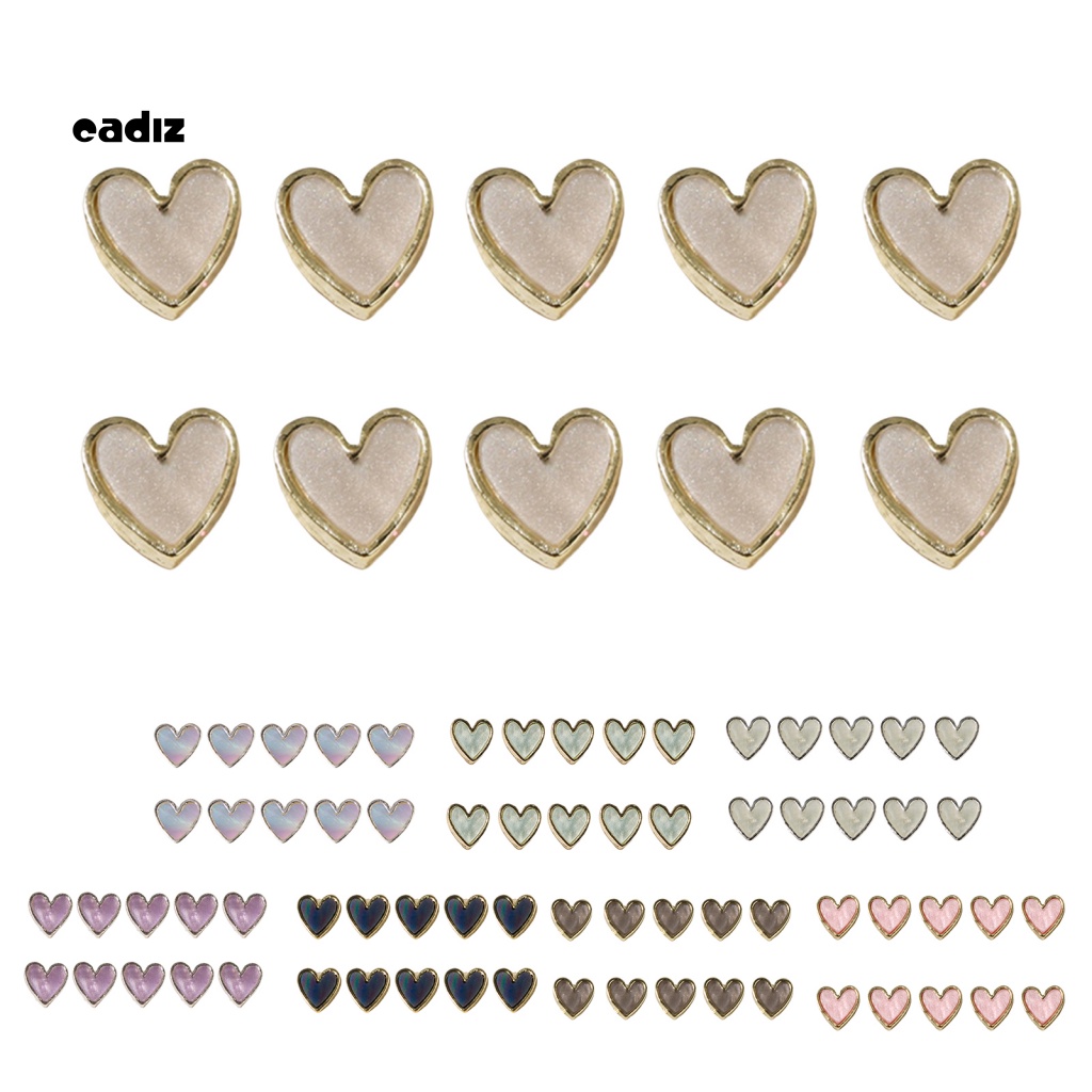 CADI 10Pcs Nail Charms 3D Love Heart Style DIY Nail Ornaments Exquisite Shape