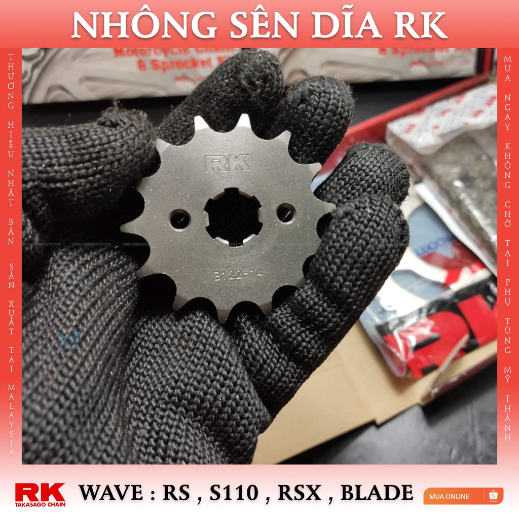 Nhông sên dĩa RK xe Wave RS thương hiệu Nhật Bản