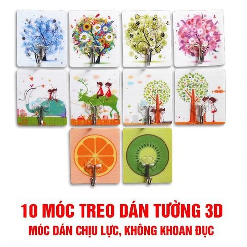 ✔️BÁN BUÔN - 10 Móc Dán Tường 3D - Móc Dán Chịu Lực Siêu Chắc [GD008x10]