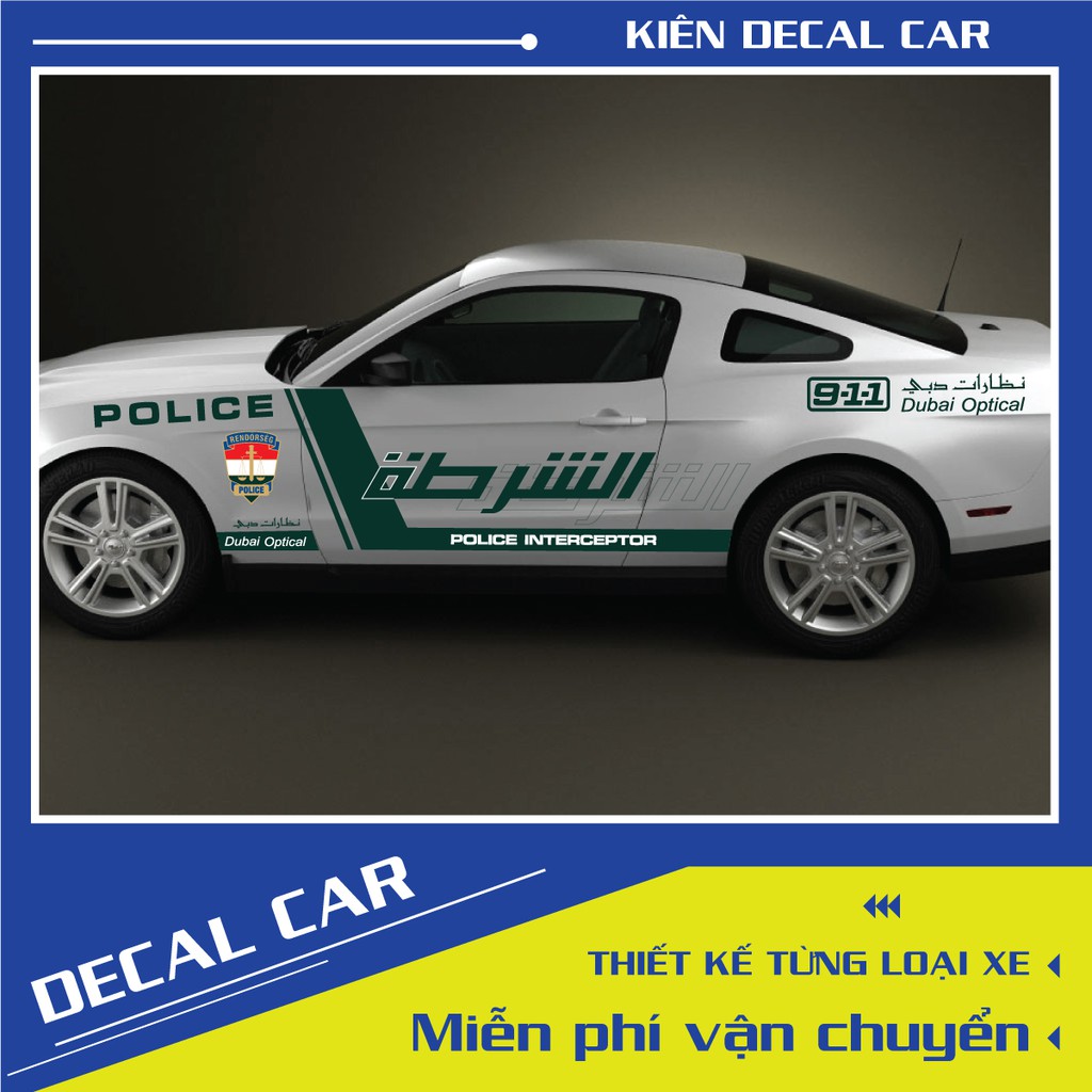 Tem dán xe ô tô Ford Mustang kiểu dáng cảnh sát Dubai