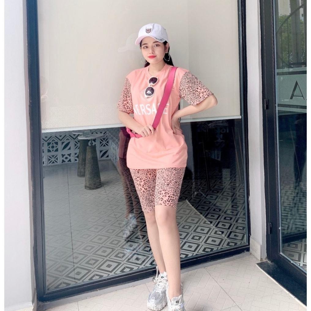 Đồ Bộ Nữ VER228 Đồ Bộ Mặc Nhà Chất Cotton 100% Co Dãn Đanh Mịn Quần Ngố Lửng In Hoa Văn Beo Size 40KG - 80KG | BigBuy360 - bigbuy360.vn