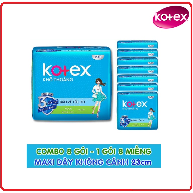 Combo Lốc 8 Gói Băng Vệ Sinh KOTEX Khô Thoáng Gói 8 Miếng 23cm