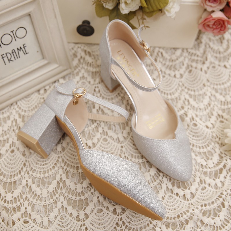 Giày Nữ Thời Trang Nhũ Phong Cách Trang Trọng Cao 5CM mã LCC24