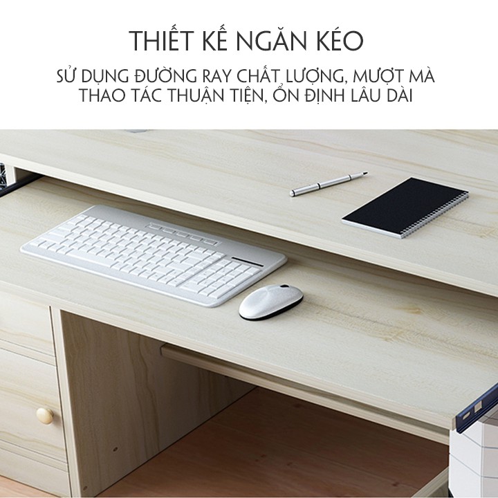 Bàn làm việc,bàn học liền kệ đa năng thế hệ mới.KT: 110 x 45 x 75 (cm)