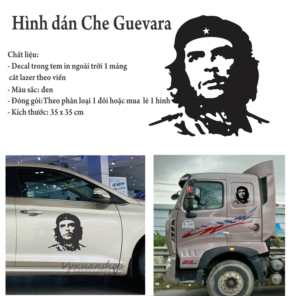 Hình dán Chevara  dán xe ô tô, trang trí xe tải, decal trong không ố vàng theo thời gian