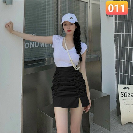 Chân váy ôm chất voan rút dây xẻ tà kiểu Hàn Quốc form 40-65kg