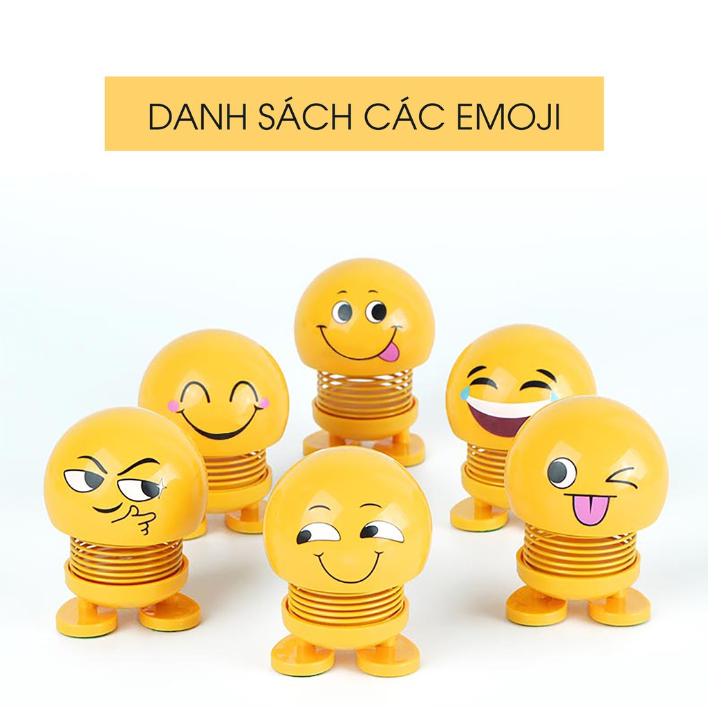 Thú nhún Emoji Lò Xo lắc đầu hình biểu tượng cảm xúc- Trang trí xe ô tô, bàn làm việc- Thị trấn đồ chơi