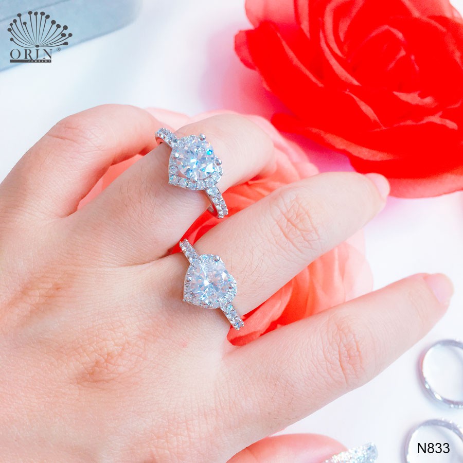 Nhẫn bạc nữ trái tim bền màu cao cấp Orin N833
