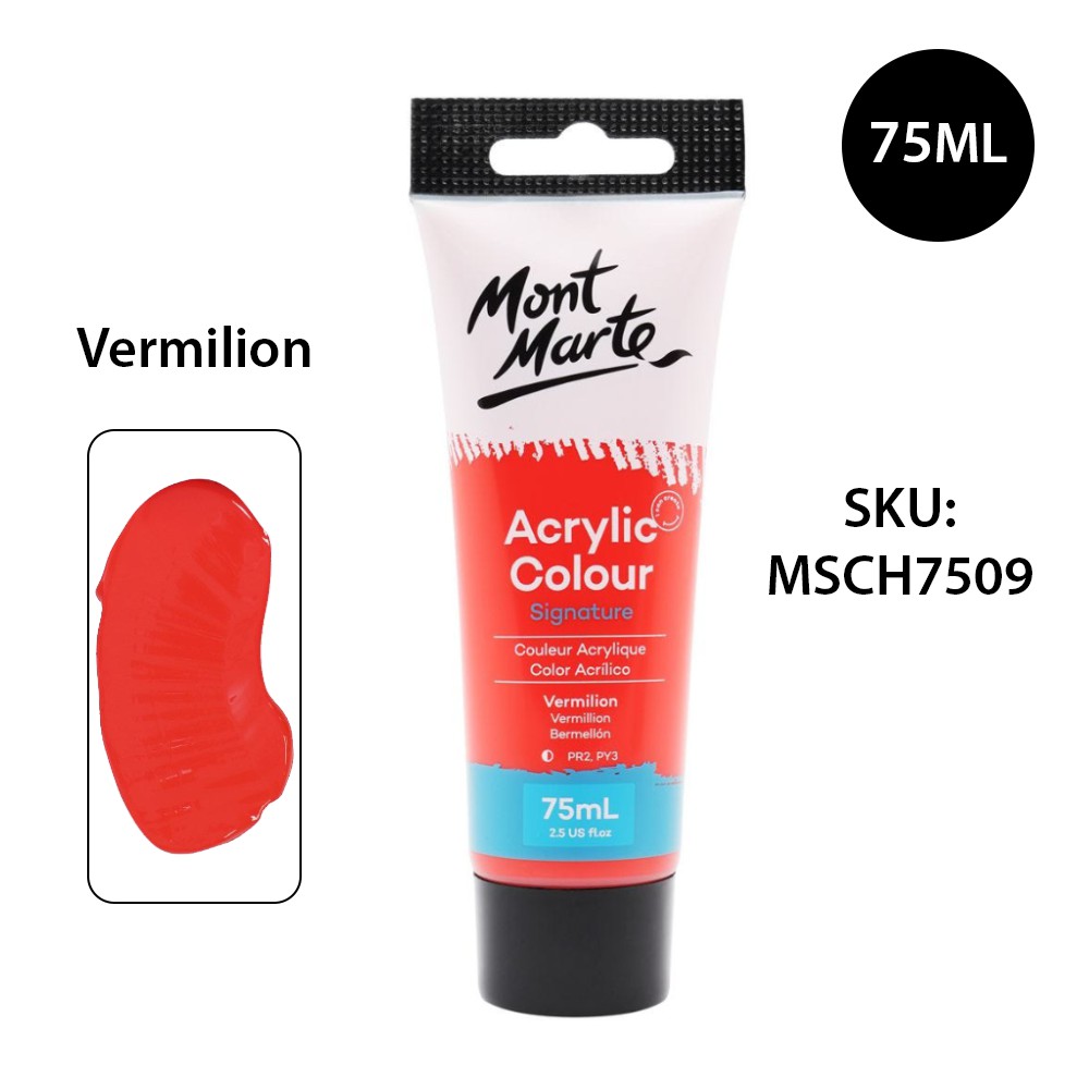 Màu Acrylic Mont Marte 75ml - Vermilion - Acrylic Colour Paint Signature 75ml (2.54oz) - MSCH7509