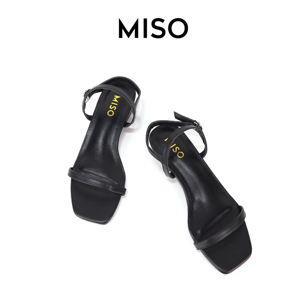 Giày sandal nữ basic Hàn Quốc mũi vuông trendy quai ngang mảnh gót 2cm nhẹ nhàng nữ tính MISO M004