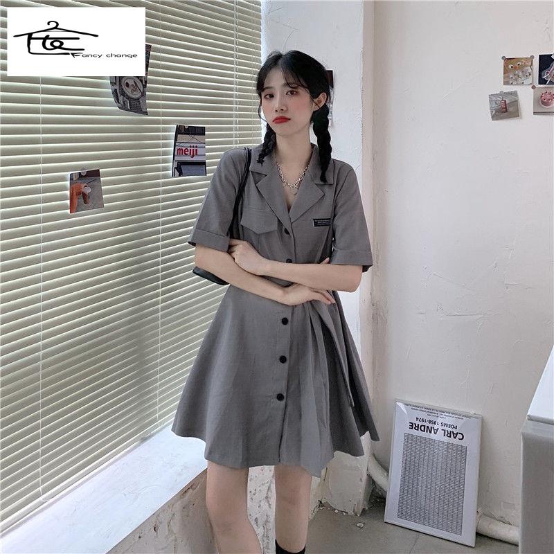 Đầm Thiết Kế Xếp Ly Cổ Bẻ Phong Cách Hàn Quốc Thời Trang Mùa Hè Hàng Mới 2022