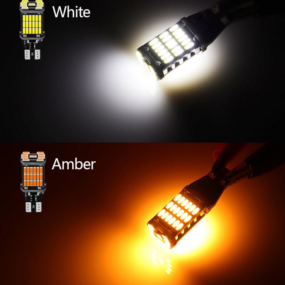 Set 2 Bóng Đèn Led Tín Hiệu W16w 12V T15 45SMD 6500K Siêu Sáng Cho Xe Hơi/Xe Máy