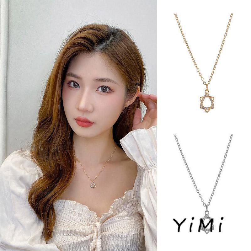Vòng cổ Hợp Kim Mặt Hình Lập Phương Lục Giác Đính Kim Cương Giả Dễ Phối Đồ Ngọt Ngào Cho Học Sinh Nữ