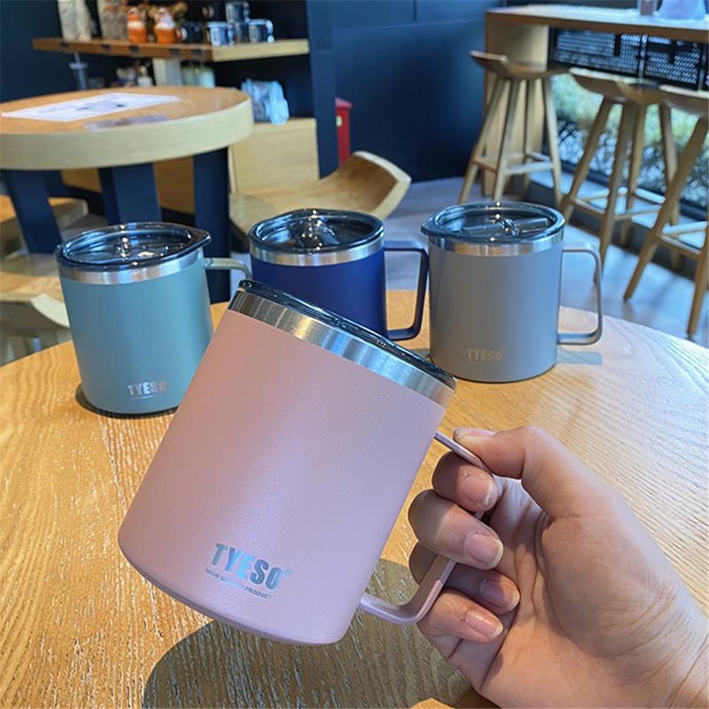 Tyeso Giữ Nhiệt Nước 400Ml Cà Phê Văn Phòng Cốc Tập Uống Inox Có Nắp Thép Không Gỉ Lạnh/Nóng Firstonly