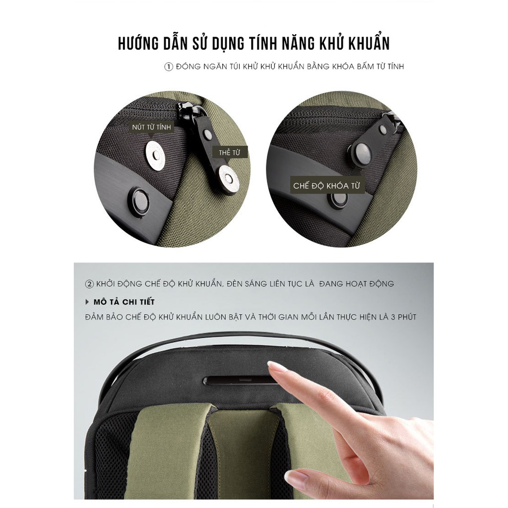 Balo du lịch công suất lớn, có ngăn khử khuẩn UV LED – KINGSONS SAFEBOX