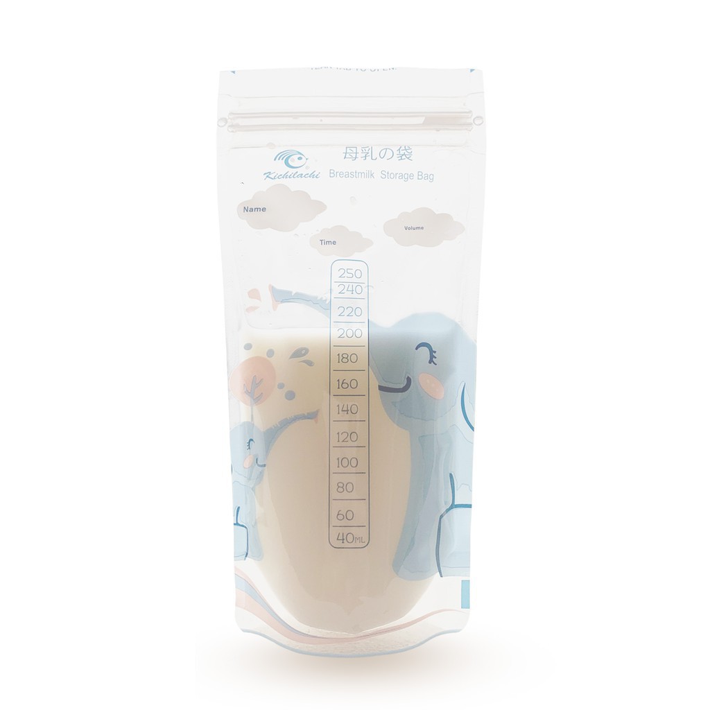 Hộp 50 túi trữ sữa 250ml không BPA, không mùi & 2 khóa zip an toàn cho Bé KICHI KICHILACHI