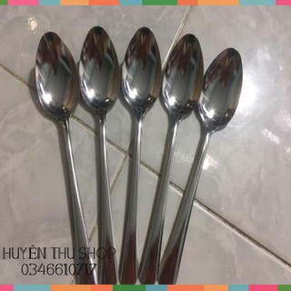 10 thìa phở inox cán dài (đầu bầu dục)