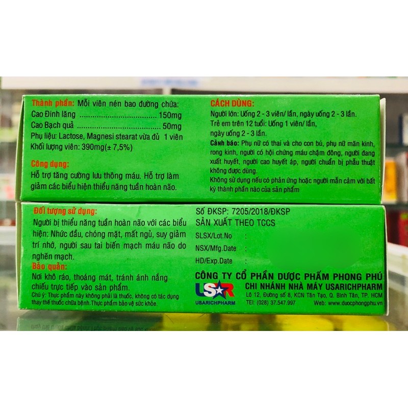 Hoạt huyết dưỡng não - 100 viên - hỗ trợ tăng cường lưu thông máu