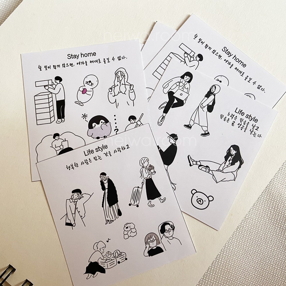 Set Sticker lifestyle  Hàn Quốc dán trang trí sổ tay phong cách Hàn Quốc dễ thương