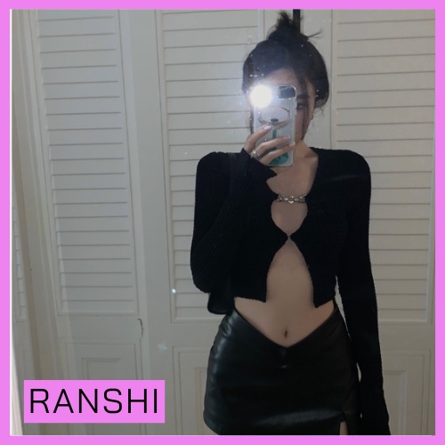 [Hàng Loại 1] Set Áo Croptop Móc Cài Mùa Hè RANSHI Áo Khoác Dài Tay (Kèm áo 2 dây) Chất Mặc Mát Siêu Cá Tính - RA068