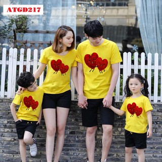 ÁO THUN GIA ĐÌNH IN HỌA TIẾT TIM MẪU 2 CỰC HOT - ATGD217