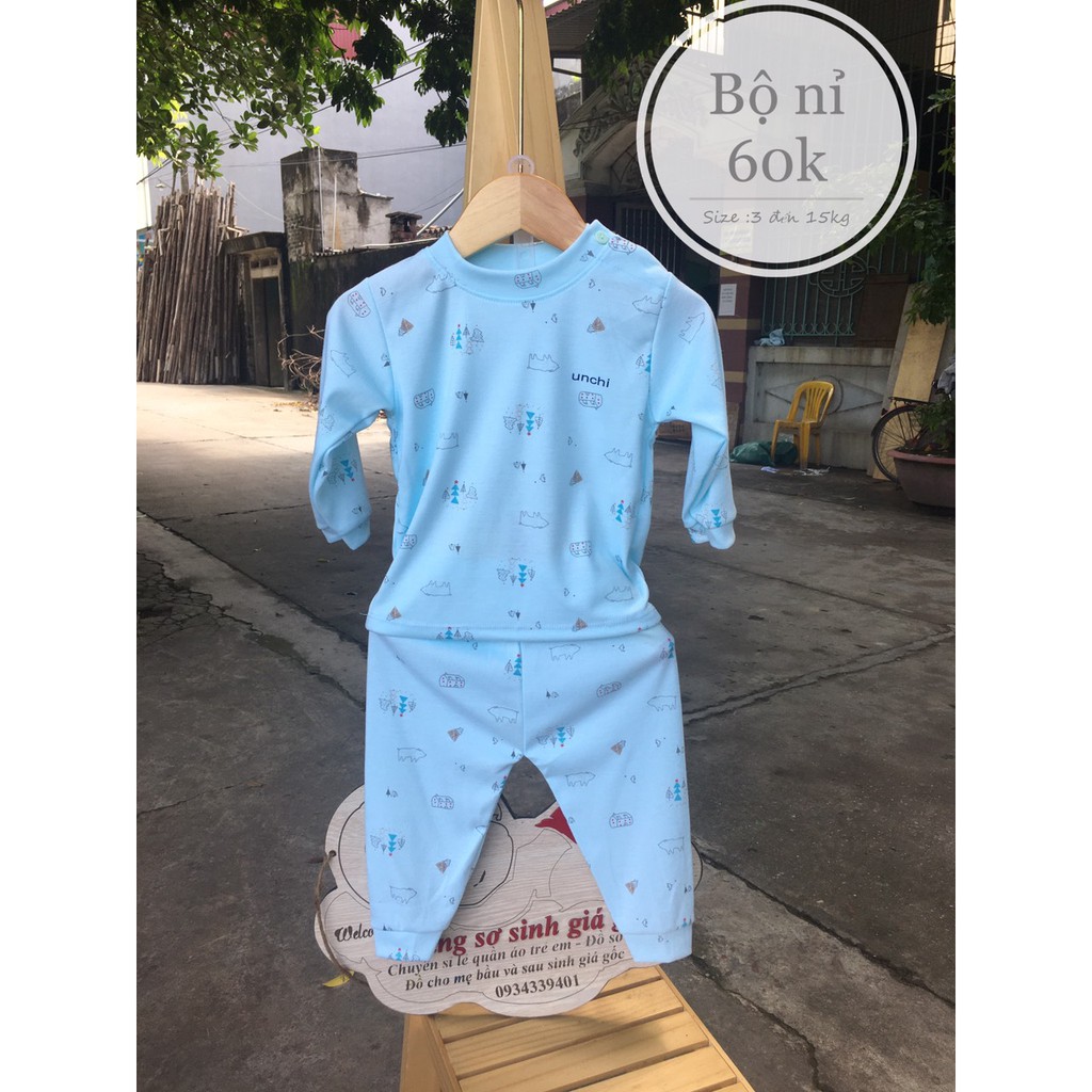 Bộ nỉ Unchi HOA VĂN chui đầu cài vai