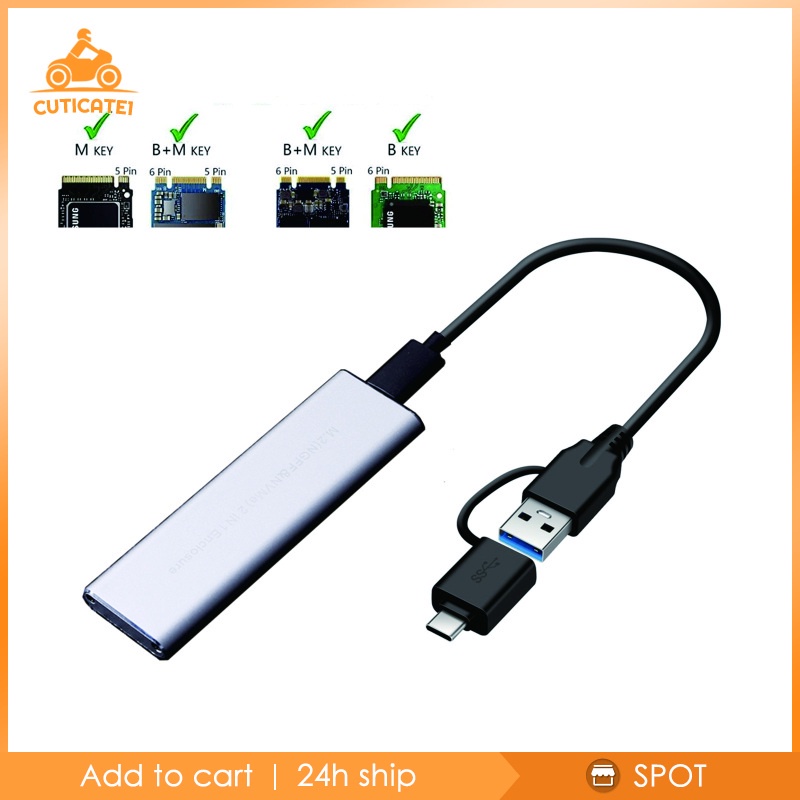 [CUTICATE1] M.2 NVME SSD SATA Enclosure Adapter USB C Case Dual Protocol | BigBuy360 - bigbuy360.vn