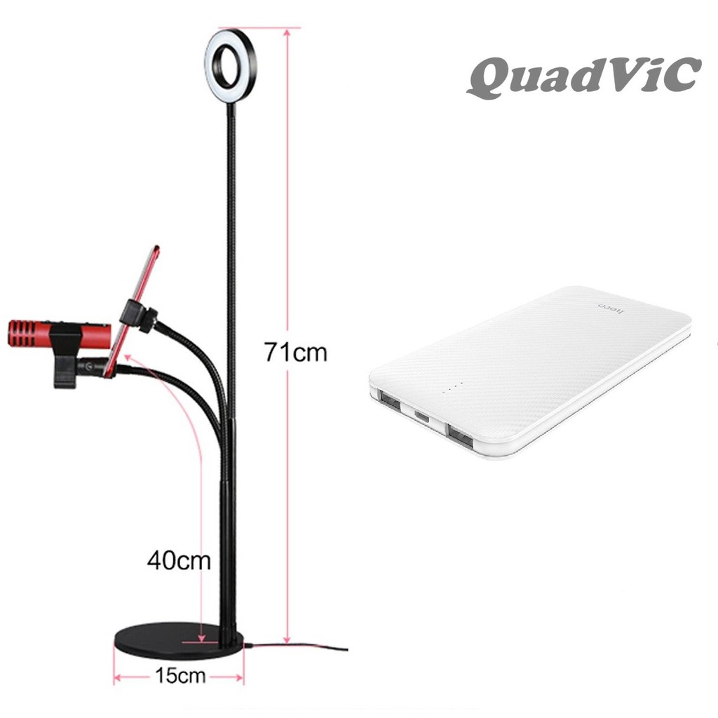 Combo đèn led livestream bán hàng kẹp bàn có đèn 3 trong 1+ Pin sạc dự phòng Hoco B37 5000mAh QUADVIC.COM N00143