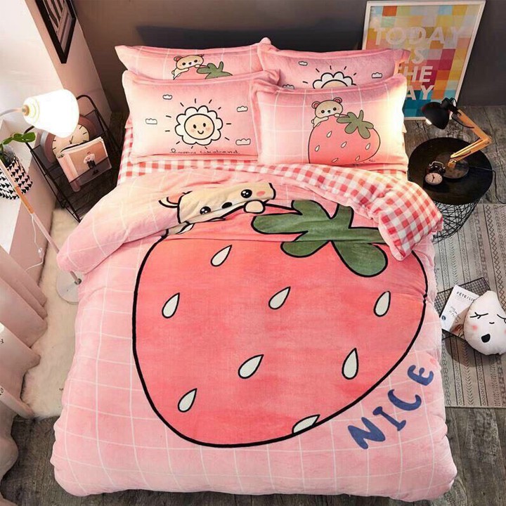 BỘ CHĂN GA GỐI NỈ NHUNG HÌNH 3D SIÊU CUTE