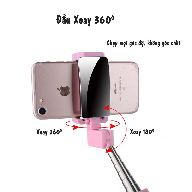 Gậy Selfie Bluetooth Chống Rung Cao Cấp Tích Hợp Tripod| Gậy Tự Sướng Bluetooth 1m2 Có Chân Đỡ