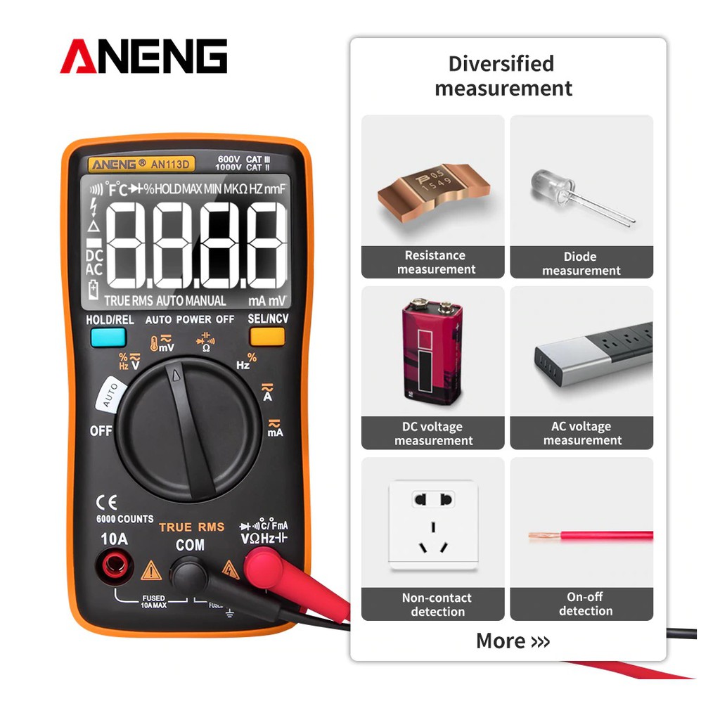 Đồng hồ vạn năng tự động ANENG AN113D