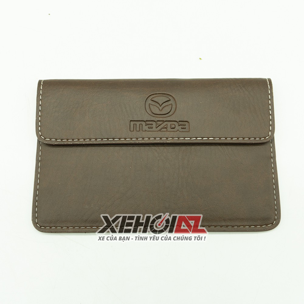 Ví da để giấy tờ, đăng kiểm trên xe ô tô - hàng đẹp- tặng kèm 1 móc khóa siêu chất - Logo MAZDA