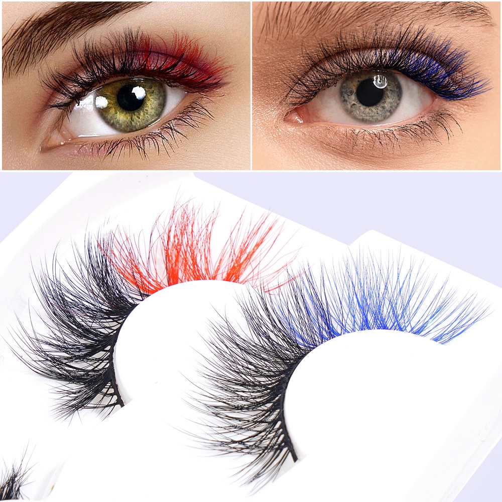 [Hàng mới về] Set 2 cặp lông mi giả màu sắc đa dạng thời trang tiện dụng