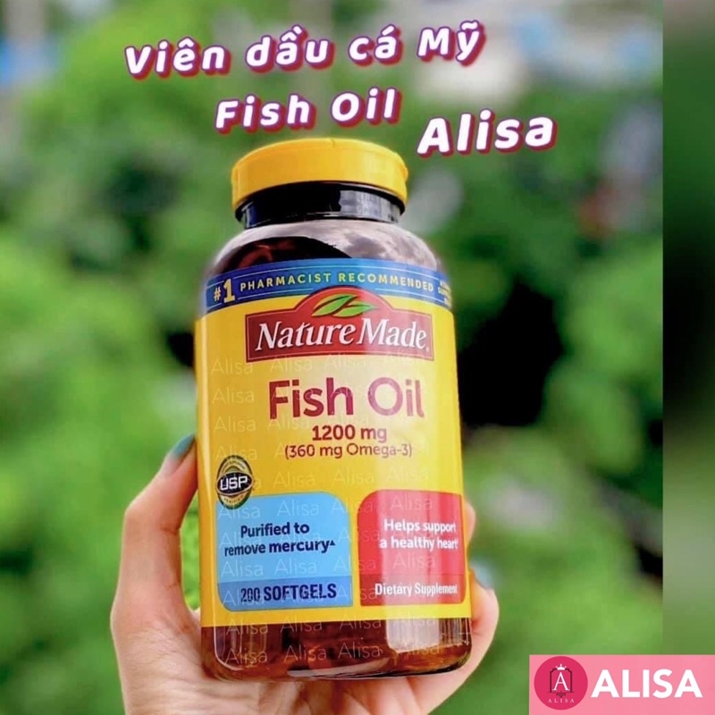 Dầu Cá Fish Oil Omega 3 NATURE MADE 1200mg 200 Viên Của Mỹ - ALISA