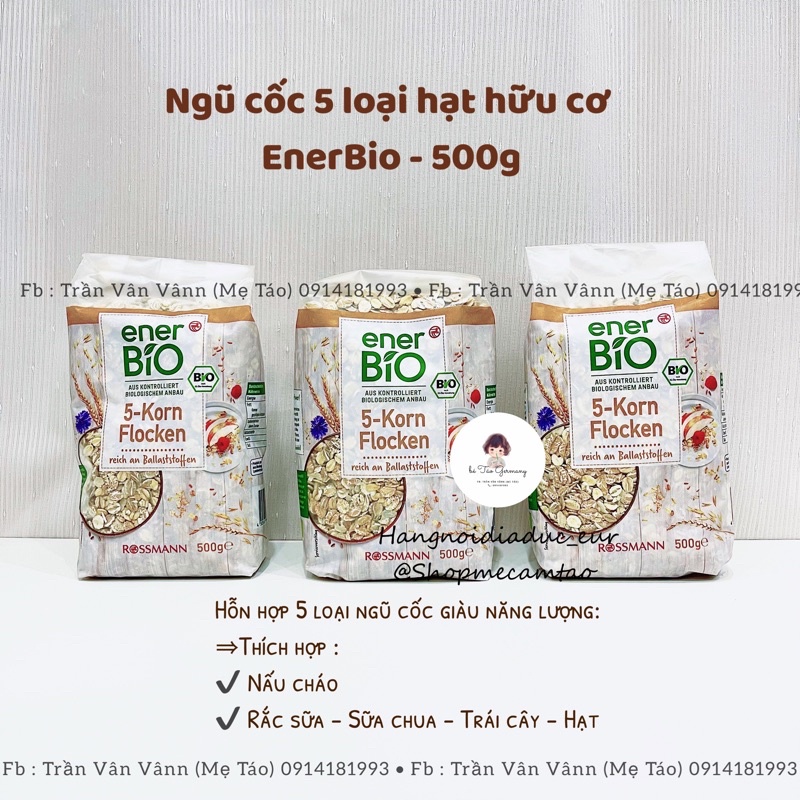 Ngũ cốc 5 loại hạt cán mỏng EnerBio - 500g