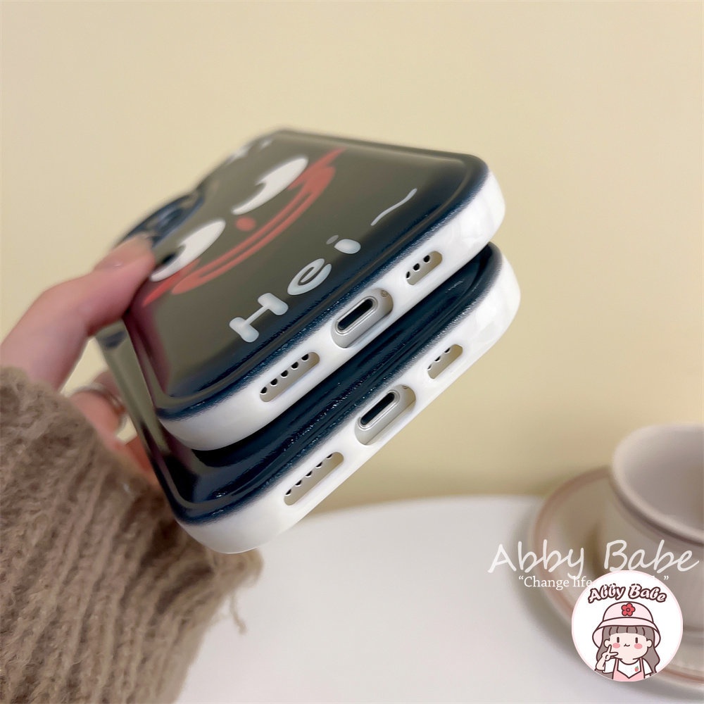 Ốp Điện Thoại TPU Mềm Bo Viền Chống Sốc Hình Mặt Cười Màu Đen Cho Iphone 11 7Plus 13 12 11 Pro Max X XS 12 13 XR