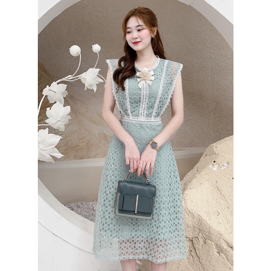 Váy Ren Xanh Pastel Nhẹ Nhàng Sang Chảnh Hàng Chuẩn Thiết Kế- v153