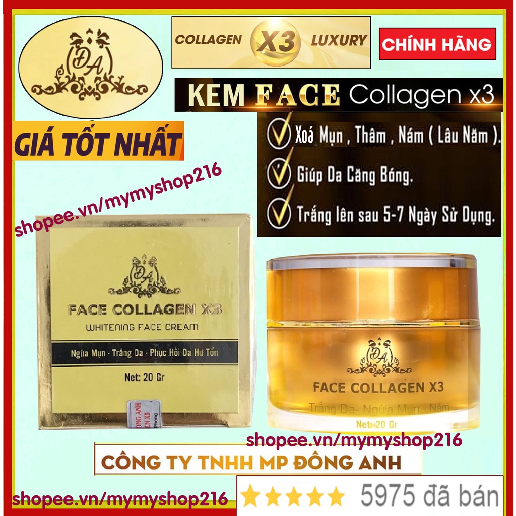 Kem Face Collagen X3 chính hãng Mỹ Phẩm Đông Anh Luxury - Cải thiện mụn, xoá nám, tàn nhang - Tri kỷ của phái đẹp