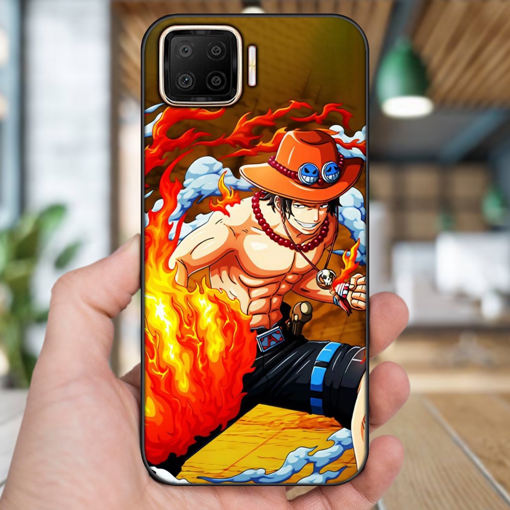 Ốp lưng Oppo A73, A93 4G viền đen in hình Ace One Piece